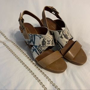 Cole Haan snake print and leather wedge heels